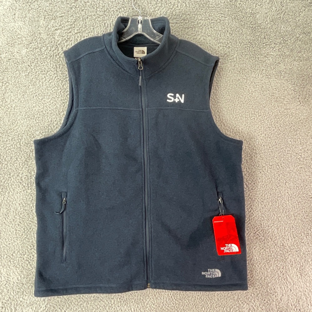 The North Face Sweater Fleece Vest Mens XL Blue New Urban Navy Embroidered Zip